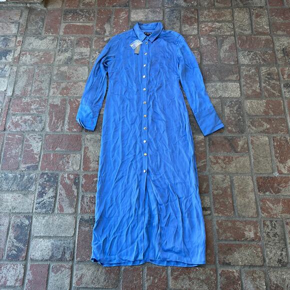 J.Crew Delphinium Blue Satin Maxi Dress Size 6 Luster Crepe NWT - Picture 2 of 4